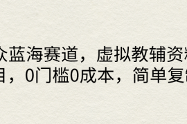 小众蓝海赛道，虚拟教辅资料项目，0门槛0成本，简单复制