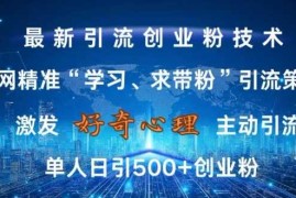 激发好奇心，全网精准‘学习、求带粉’引流技术，无封号风险，单人日引500 创业粉【揭秘】