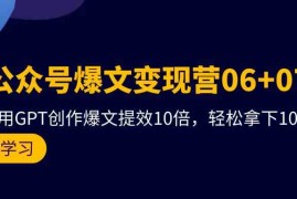 （9839期）AI公众号爆文变现营06 07期，21天用GPT创作爆文提效10倍，轻松拿下10w 爆文