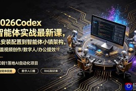 2026Codex智能体实战最新课，从安装配置到智能体小镇架构，涵盖视频创作/数字人/办公提效全技能