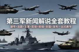 （18081期）第三军迷新闻解说全套教程：建号 选题 文案 配音 剪辑 封面 发布一站式教学