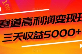 S粉赛道高利润变现玩法，三天收益5000 ，从0到1实战教学，小白当天学会