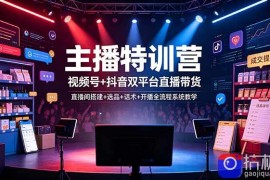 主播特训营：视频号 抖音双平台直播带货，直播间搭建 选品 话术 开播全流程系统教学