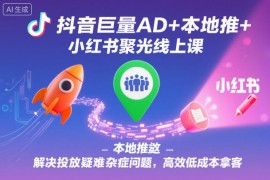 抖音巨量AD 本地推 小红书聚光线上课，解决投放疑难杂症问题，高效低成本拿客