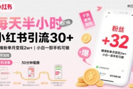 每天半小时小红书引流30 ，精准粉单月变现2w ，小白新手一部手机可做，今天5分钟硬核实操