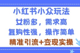 小红书小众玩法，女粉多，需求高，复购性强，操作简单精准引流 变现实操