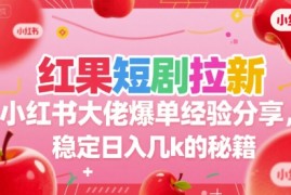 红果短剧拉新小红书大佬爆单经验分享，稳定日入几k的秘籍