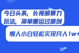 今日头条，长视频暴力玩法，简单搬运过原创、懒人小白轻松实现月入1w 
