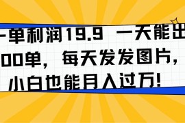 一单利润19.9 一天能出100单，每天发发图片，小白也能月入过万！