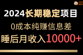 2024年长期稳定项目，各大平台账号批发倒卖，0成本纯赚信息差，实现睡后月收入10000 