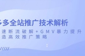 （13417期）多多全站推广技术解析：极速断流破解 GMV暴力提升，打造高效推广策略