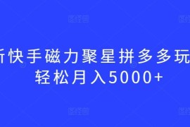 最新快手磁力聚星拼多多玩法，轻松月入5000 【揭秘】