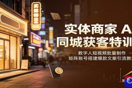 实体商家AI同城获客特训营：数字人短视频批量制作，矩阵账号搭建爆款文案引流教程