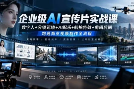 企业级AI宣传片实战课｜数字人 分镜运镜 AI配乐 航拍特效 剪辑后期，跑通商业视频制作全流程