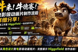 牛来！牛德赛！电影级动画片制作流程详细分享！电影工作室Higgsfield一站式创作平台，完整创作流程