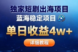 全网独家短剧出海掘金，蓝海红利，单日最高收益5w ，别卷国内了【揭秘】