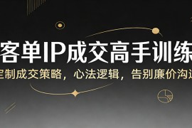 高客单IP成交高手训练营：定制成交策略，心法逻辑，告别廉价沟通