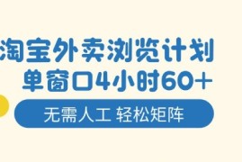 淘宝外卖浏览计划，到窗口4小时60 无需人工，轻松矩阵开干【揭秘】