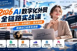 2026AI数字化外贸全链路实战课：AI获客 报价磋商 合同履约 报关收款，跑通出口业务全流程