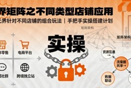 无界矩阵之不同类型店铺应用，教你无界针对不同类型店铺的组合玩法应用，手把手实操搭建计划