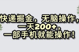 快递掘金，无脑搬运，一天 200 ，一部手机就能操作