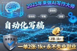 2025年来做AI写作大师，自动化写稿，一单2张-1k ，永不失业副业
