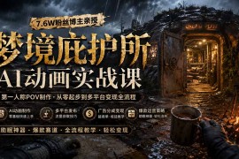 梦境庇护所AI动画实战课：7.6W粉丝博主亲授第一人称POV制作，从零起步到多平台发布变现全流程