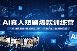 AI真人短剧爆款训练营：人设场景搭建 视频模型运用，手把手教你做短剧变现