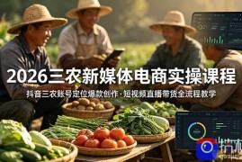2026三农新媒体电商实操课程：抖音三农账号定位爆款创作，短视频直播带货全流程教学