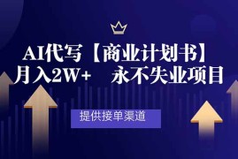 AI代写商业计划书，月入2W ，提供接单渠道，永不失业项目