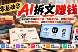 零基础学AI拆文赚钱：手把手教你用智能工具分析爆款小说、提炼剧情套路、制作付费资料、运营短视频账号实现副业变现