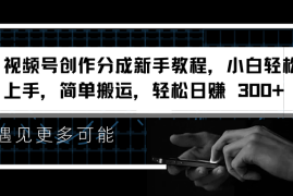 视频号创作分成新手教程，小白轻松上手，简单搬运，轻松日赚 300 