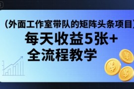外面工作室带队的矩阵头条挂G项目，每天收益5张 ，全流程教学【附全套工具】