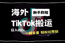 2024最新海外TikTok搬运玩法，一键去重轻松过原创，新手无经验也能日入1000 