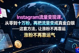 Instagram流量变现课，从零到十万粉，再把流量变成真金白银——这套方法，让涨粉不再靠运气【原创双语字幕】