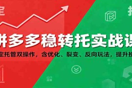 拼多多稳转托实战课：稳定托管双操作，含优化、裂变、反向玩法，提升投产
