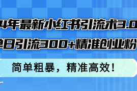 （12215期）24年最新小红书引流术3.0，单日引流300 精准创业粉，简单粗暴，精准高效！