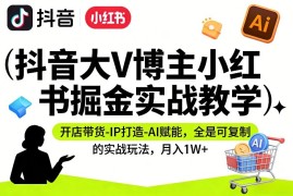 抖音大V博主小红书掘金实战教学，开店带货-IP打造-AI赋能，全是可复制的实战玩法，月入1W 