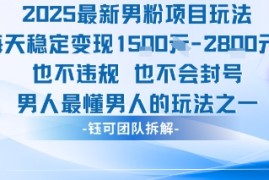2025最新男粉项目玩法每天变现1k 也不违规也不会封号男人最懂男人的玩法