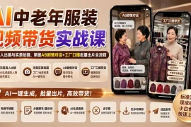 AI中老年服装视频带货实战课：无需真人出镜与实景拍摄，掌握AB剧情对话 工厂口播批量出片全流程