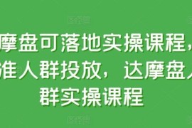 达摩盘可落地实操课程，精准人群投放，达摩盘人群实操课程