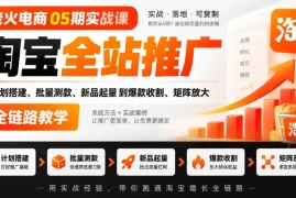 老火电商05期实战课｜淘宝全站推广从计划搭建、批量测款、新品起量到爆款收割、矩阵放大全链路教学