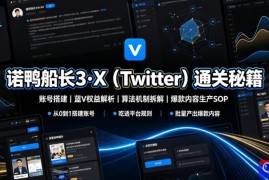 诺鸭船长3·X(Twitter)通关秘籍，涵盖账号搭建、蓝V权益解析、算法机制拆解及爆款内容生产SOP