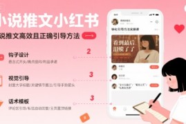 小说推文小红书高转化引导方法实操课，小说推文高效且正确引导方法