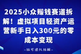 2025小众挣钱赛道拆解！虚拟项目轻资产运营新手日入3张的零成本变现