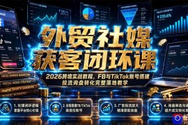 外贸社媒获客闭环课｜2026跨境实战教程，FB与TikTok账号搭建投流询盘转化完整落地教学