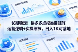 长期稳定！拼多多虚拟类目矩阵运营逻辑 实操细节，日入1K可落地【揭秘】