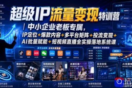 超级IP流量变现特训营｜中小企业老板专属，IP定位 爆款内容 多平台矩阵 投流变现 AI批量赋能 短视频直播全实操落地系统课