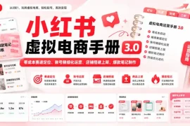 小红书虚拟电商手册3.0，零成本赛道定位、账号精细化运营、店铺搭建上架、爆款笔记制作