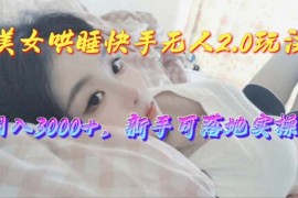 （10437期）美女哄睡快手无人2.0赛道，日收3000 ，新手可落地实操